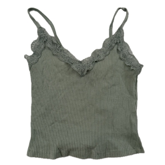 garage sage ribbed lace tank - Picture 1 of 2